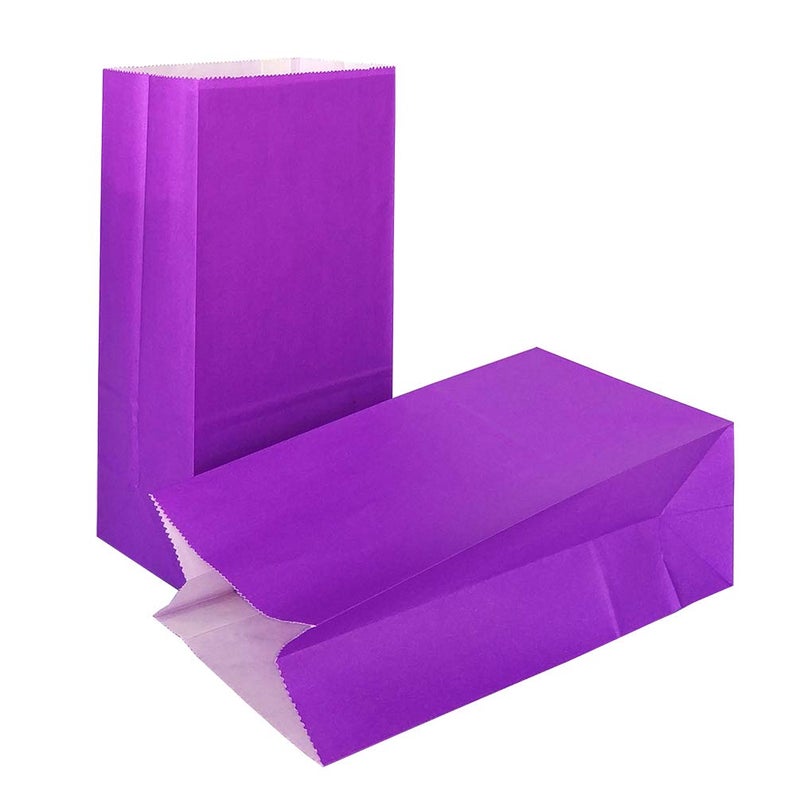 KEYYOOMY Mini Purple Paper Bags Purple Party Goodie Bags Small Party Favor Bag Paper Lunch Bag (100 CT, 3.5 X 2.4 X 7.1 In) - Image 1